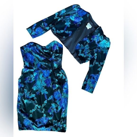 Vintage Algo-Ettes Floral Dress and  Crop Jacket - Picture 1 of 10